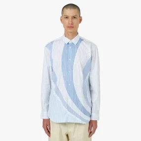 Abrasion Resistant Edges Bold Graphics COMME des GAR?ONS SHIRT Poplin Stripe Shirt Blue / Multi