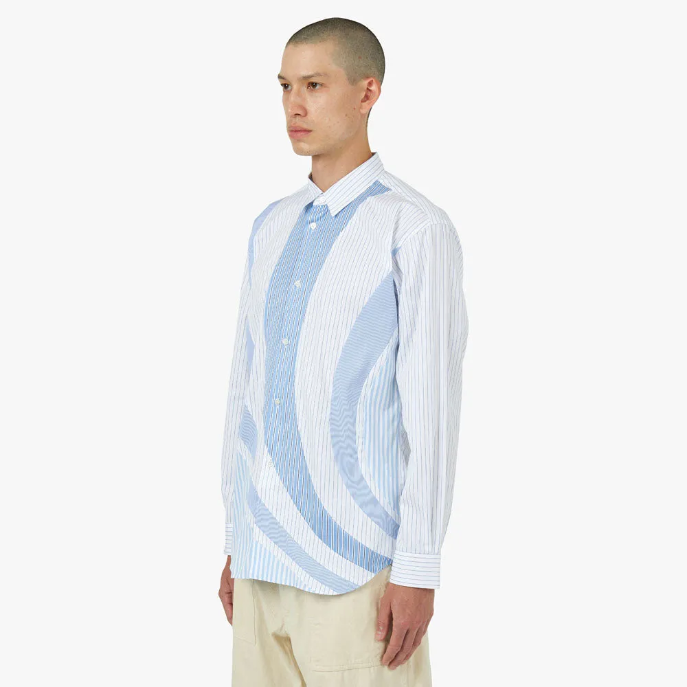 Reinforced Seams Cuffed hem COMME des GAR?ONS SHIRT Poplin Stripe Shirt Blue / Multi