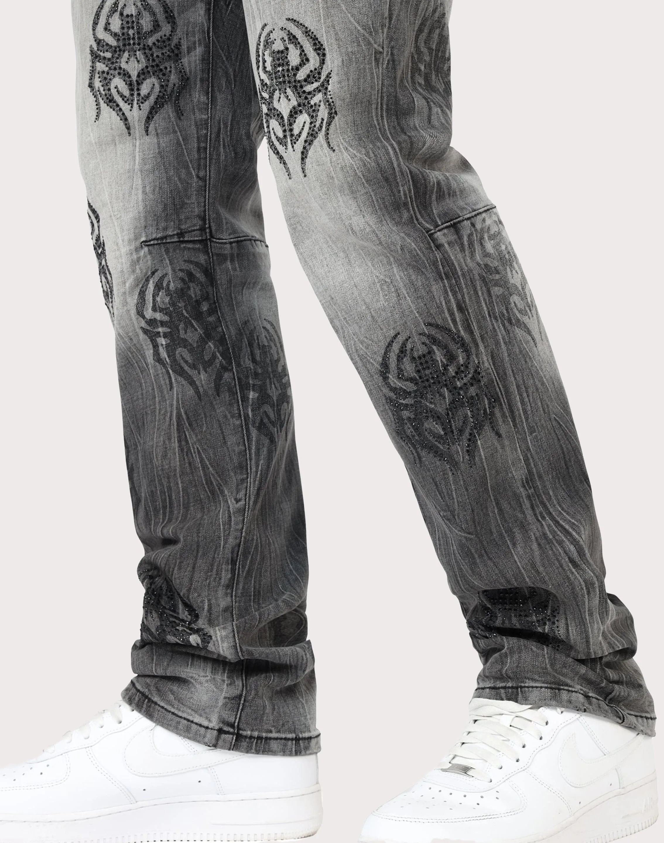 LowProfile Fasteners Grindhouse Straight Fit Spider Rhinestone Jeans
