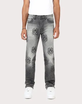 Street Icon Grindhouse Straight Fit Spider Rhinestone Jeans