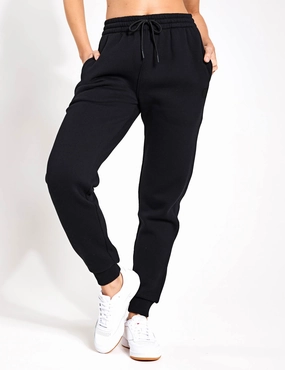 Quick Dry Lining FlatlockStitching Millie Slim Fleece Track Pant - Black