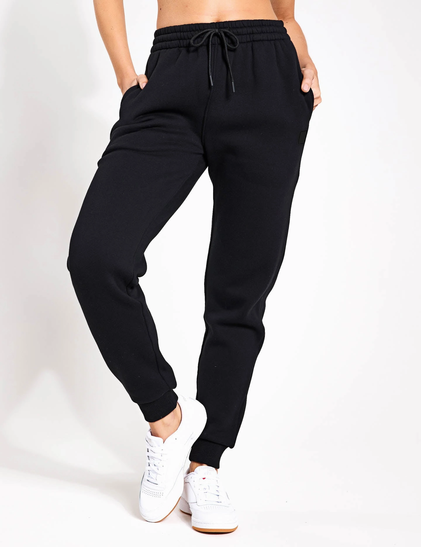 Quick Dry Lining FlatlockStitching Millie Slim Fleece Track Pant - Black