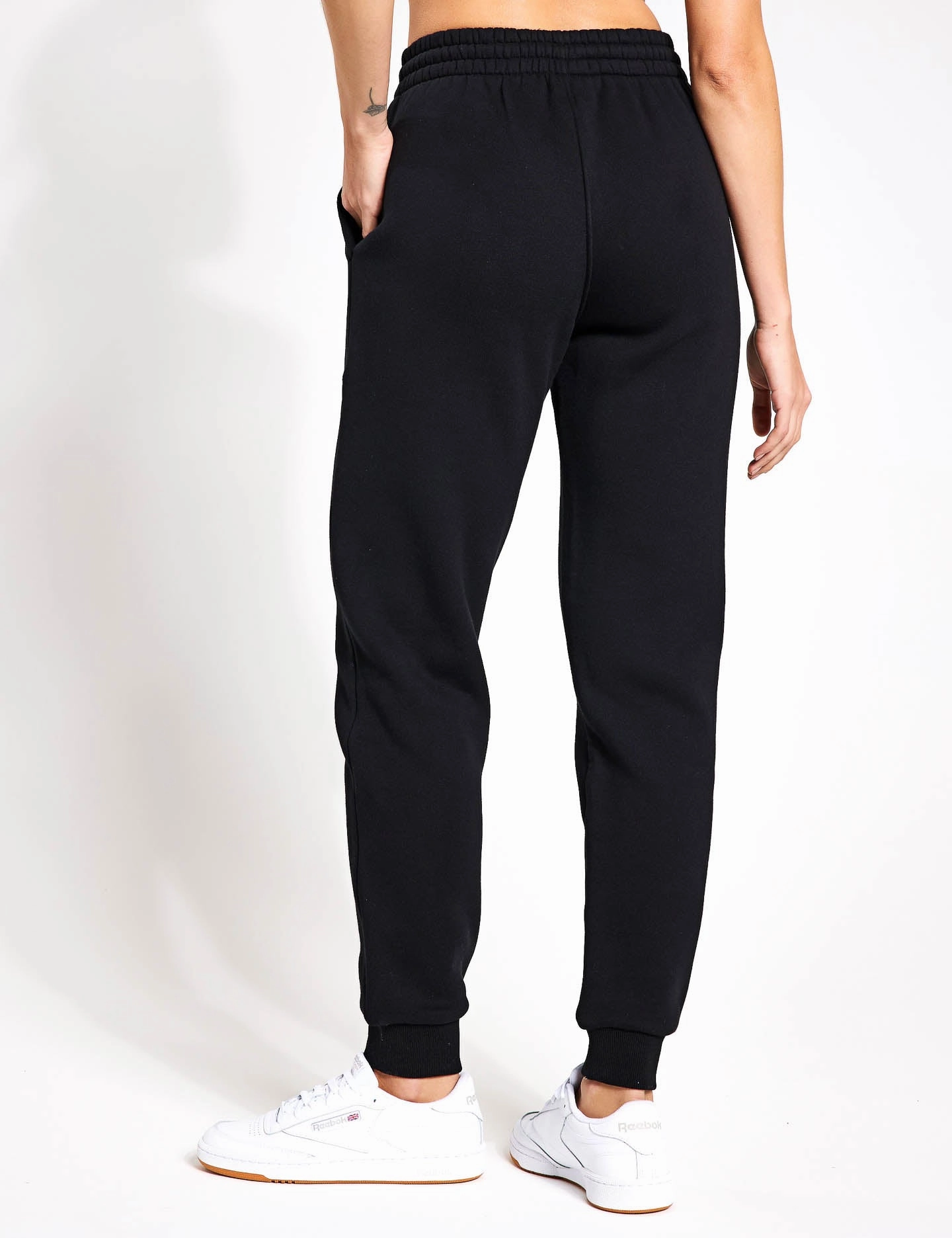 Millie Slim Fleece Track Pant - Black Silicone Gripper Band Reflective Trims