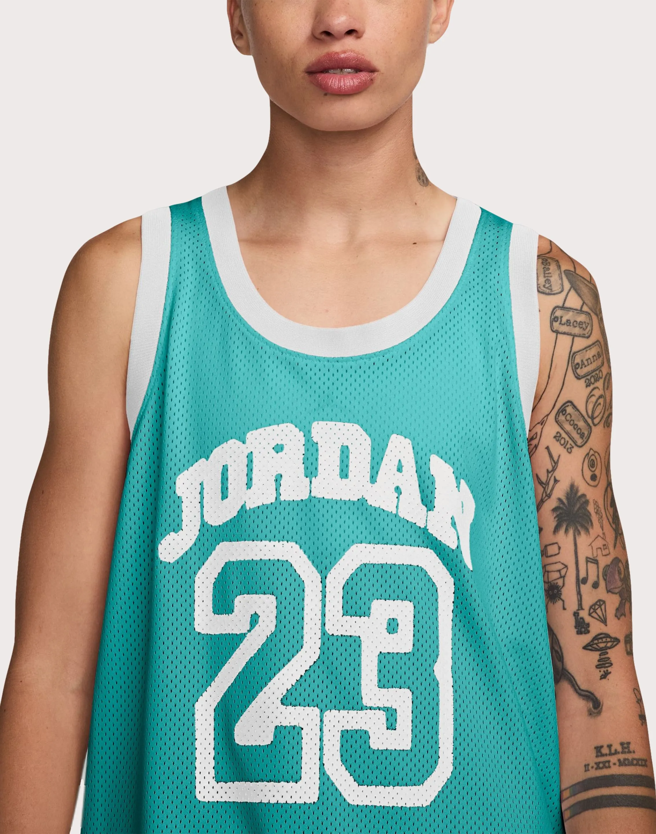 Dry Touch FormFitting Cut Jordan 40th Anniversary Jersey Teal Tank