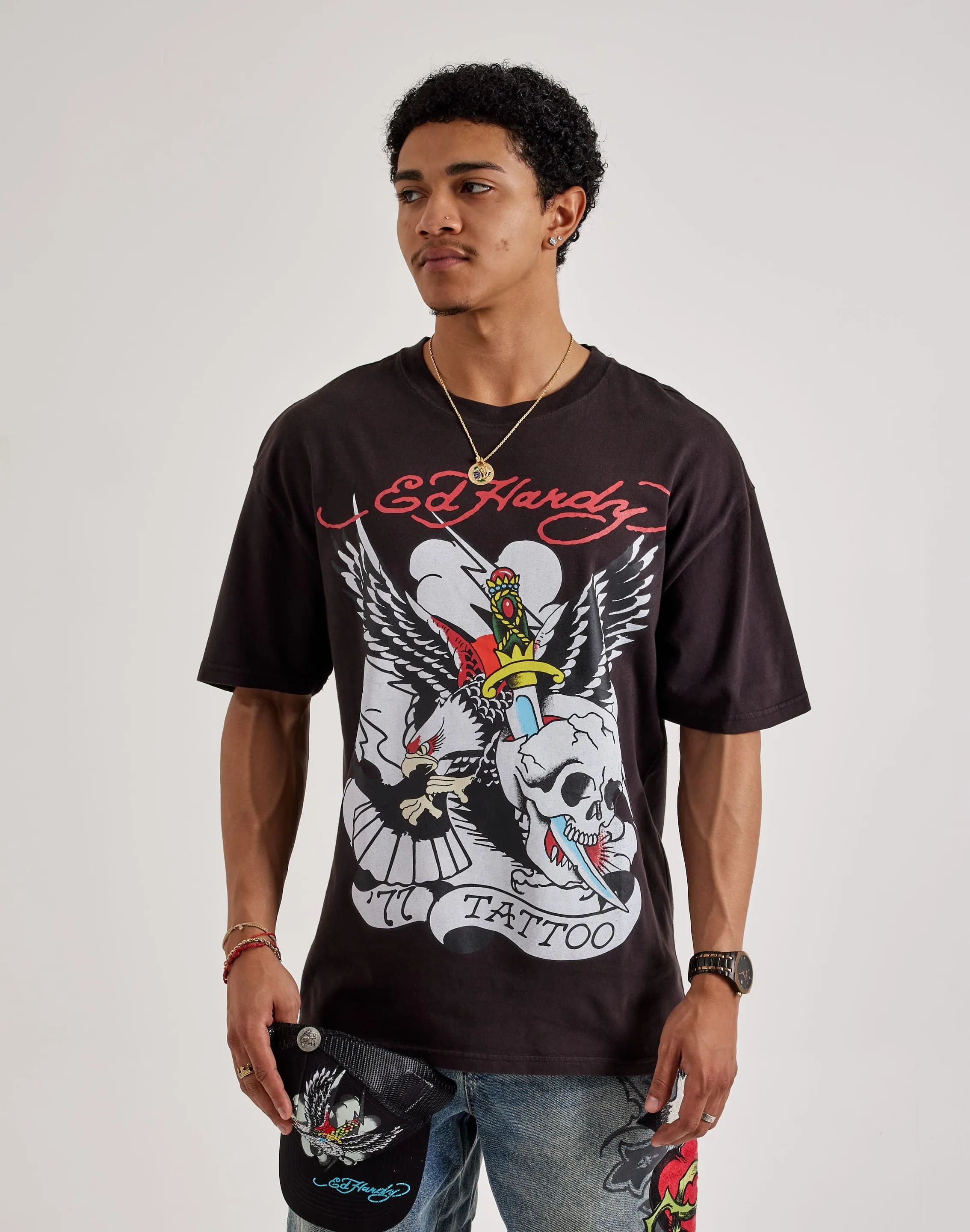River Core Adjustable Fastenings Ed Hardy '77 Eagle Boxy Tee