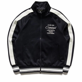 Spectacles Stretchable Material Criminal Damage Pin Tuck Track Top - Black