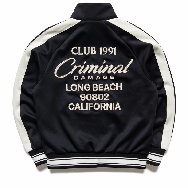 Criminal Damage Pin Tuck Track Top - Black Zippered Closure Sleek Jacket