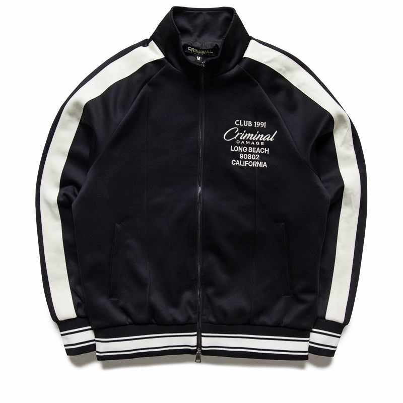 Spectacles Stretchable Material Criminal Damage Pin Tuck Track Top - Black