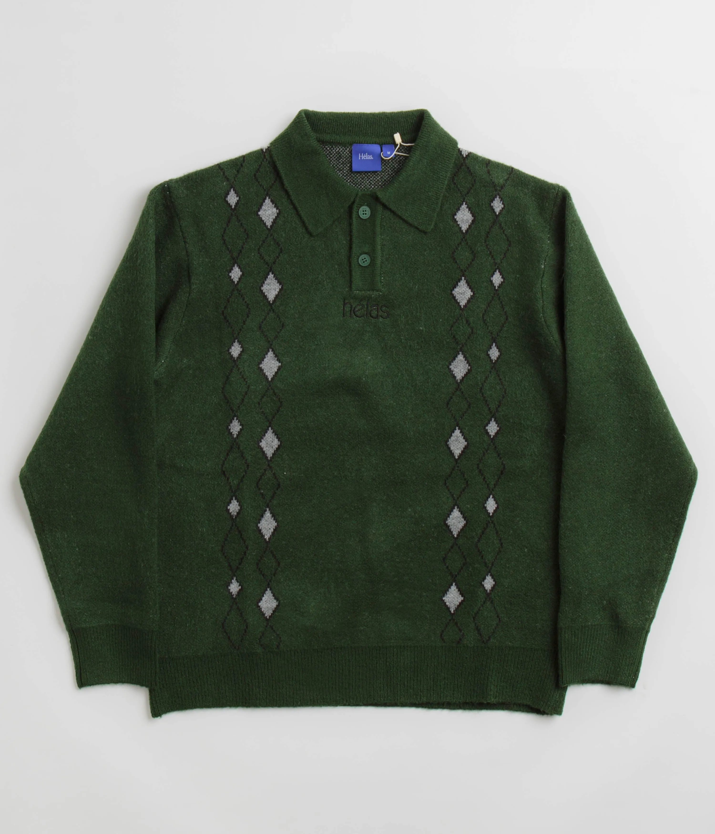 Helas Apres-Ski Polo Knit Sweatshirt - Green Bow Accents anniversary wear