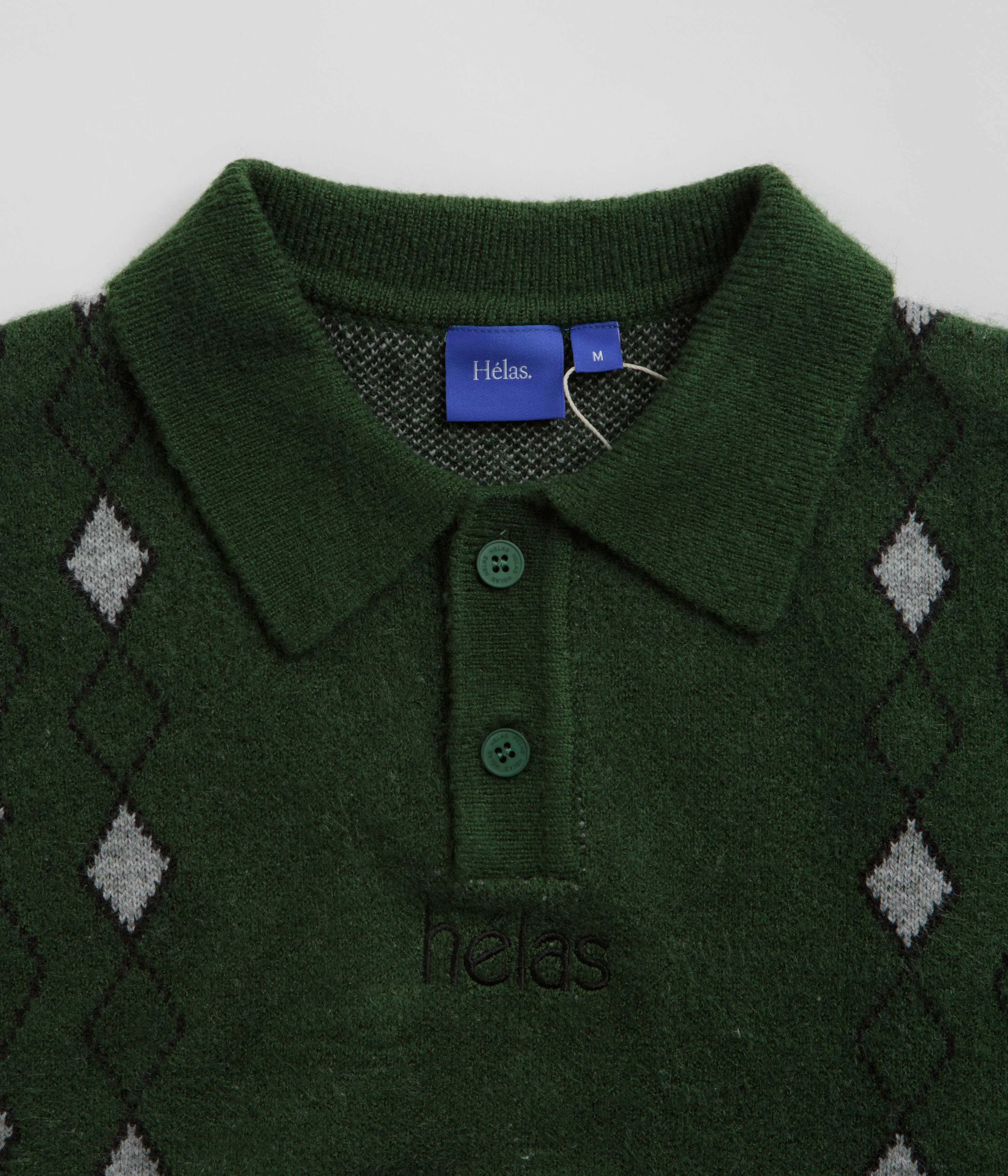 Helas Apres-Ski Polo Knit Sweatshirt - Green dry cleanable Quilted Lining