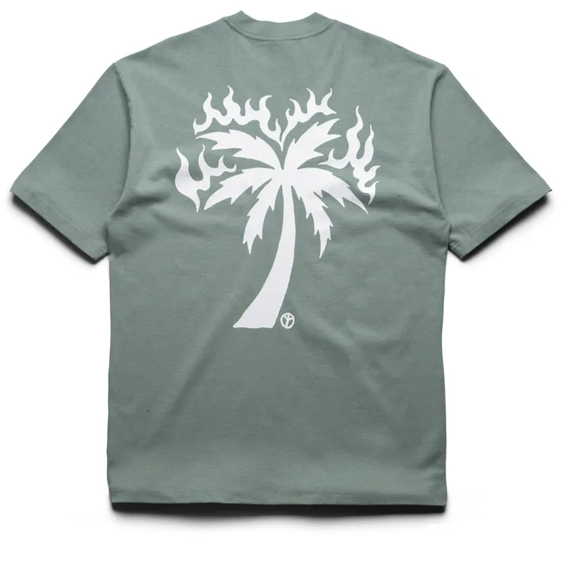 library event Layering Piece Babylon Burning Palm Tee - Atlantic Green