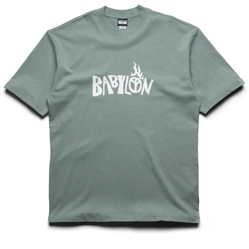 dress silhouette domestic Babylon Burning Palm Tee - Atlantic Green