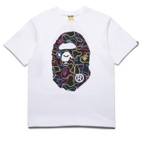 A Bathing Ape Neon Camo Big Ape Head Tee - White shorts silhouette
