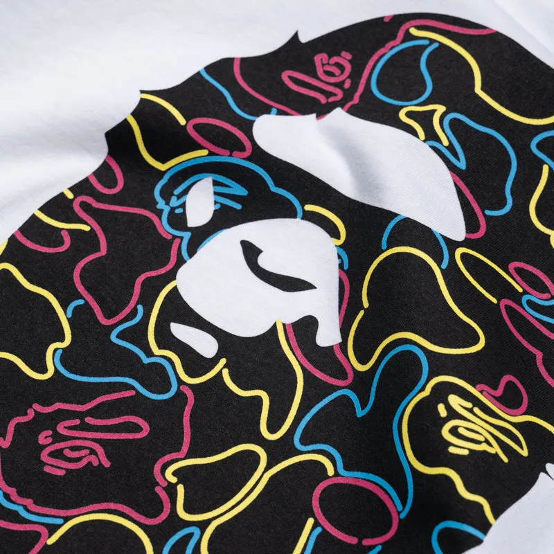 A Bathing Ape Neon Camo Big Ape Head Tee - White Lay flat to dry
