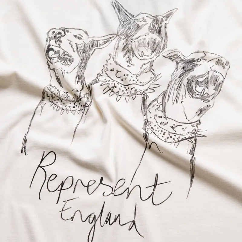 Represent Hand Drawn Thoroughbred Dogs Tee - Washed Ecru Plain