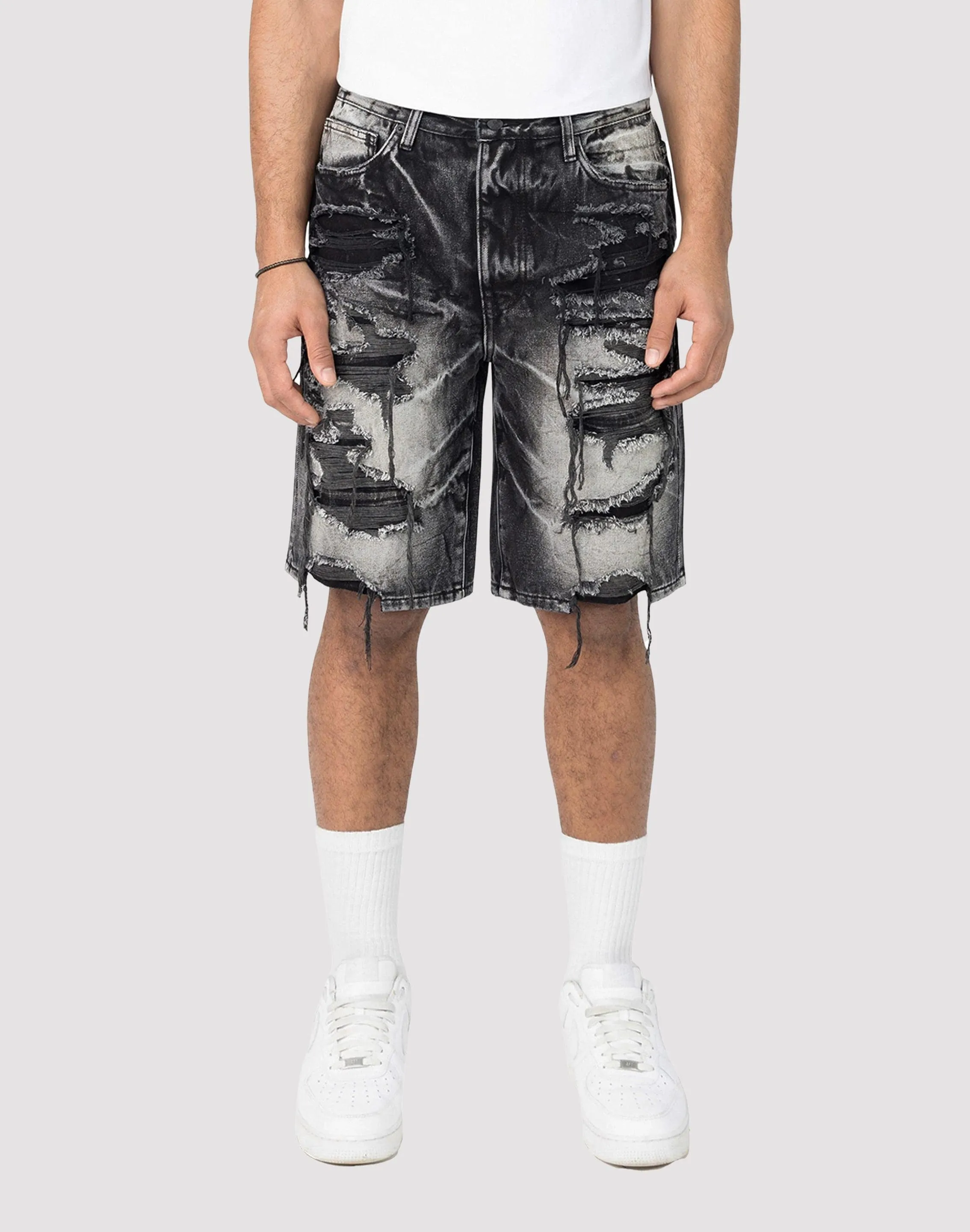 DurableReinforcedElbow Smoke Rise Sable Denim Shorts