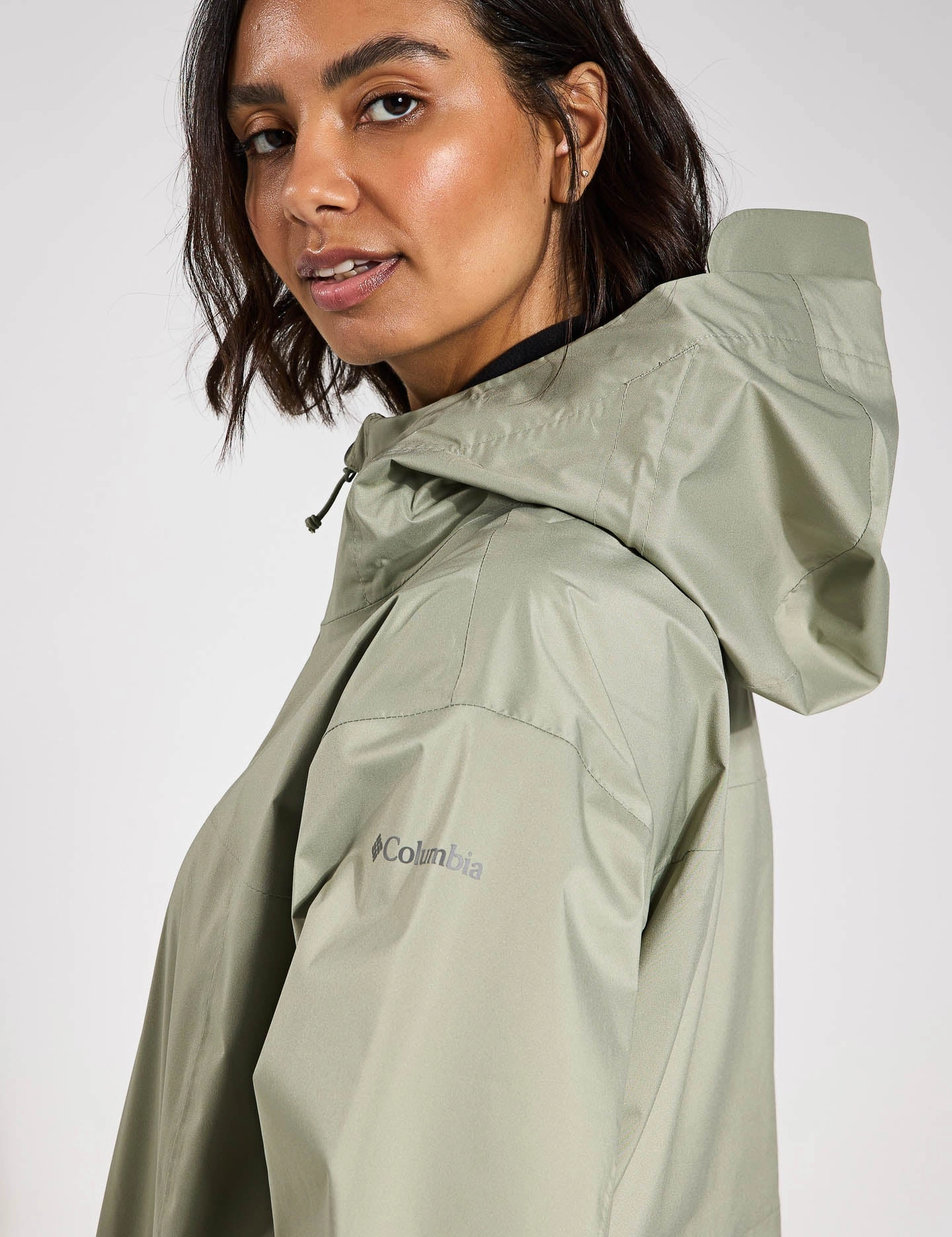 Layered Drape Weekend Adventure II Long Waterproof Jacket - Safari