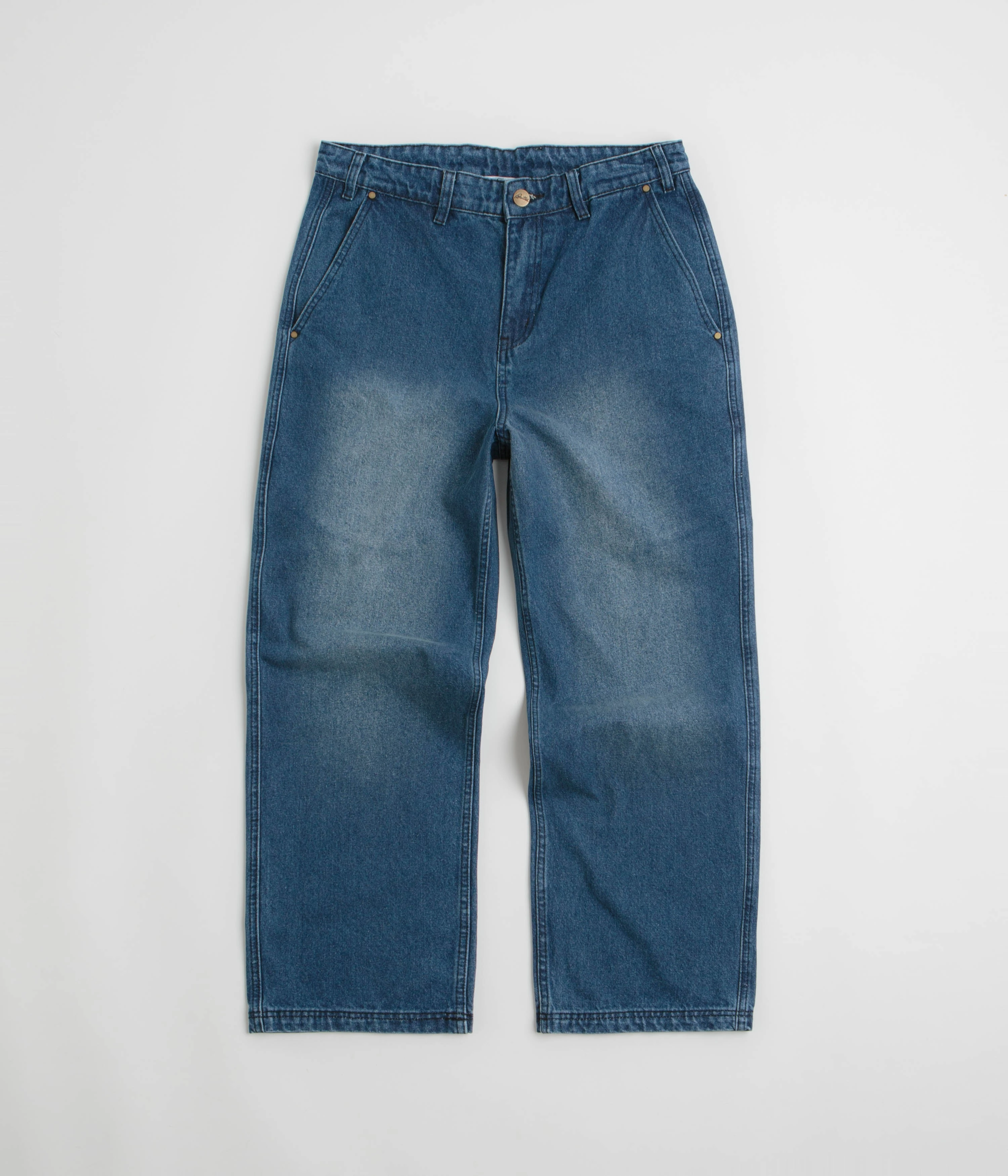 NoiseReducingFabric Butter Goods Denim Work Pants - Distressed Indigo