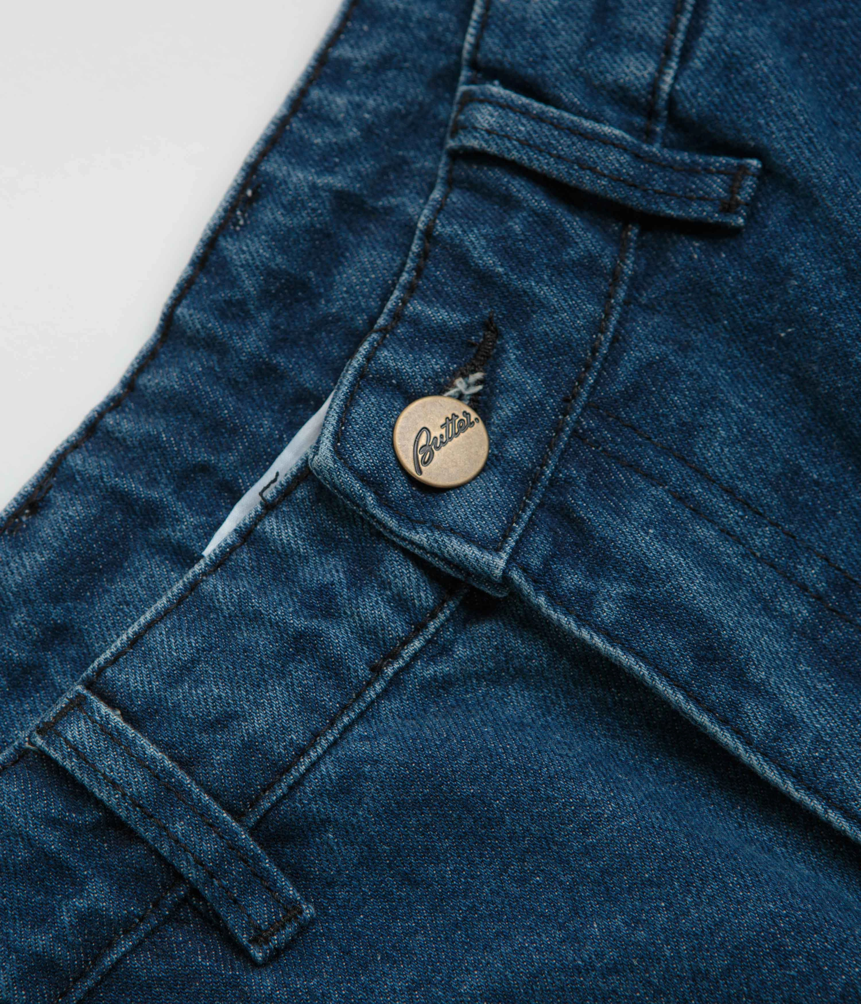 Butter Goods Denim Work Pants - Distressed Indigo Recyclable Fabric Blend