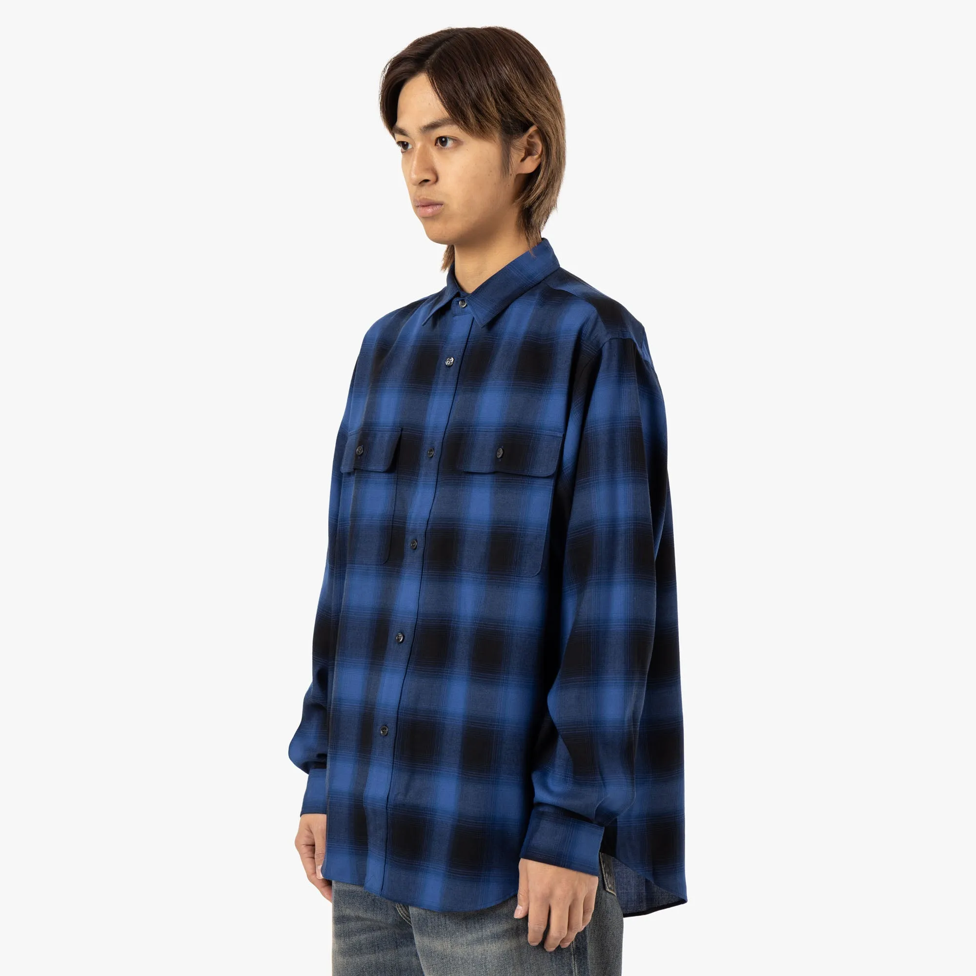 Saturdays NYC Ombre Check Work Shirt / Blue Modern Fashion