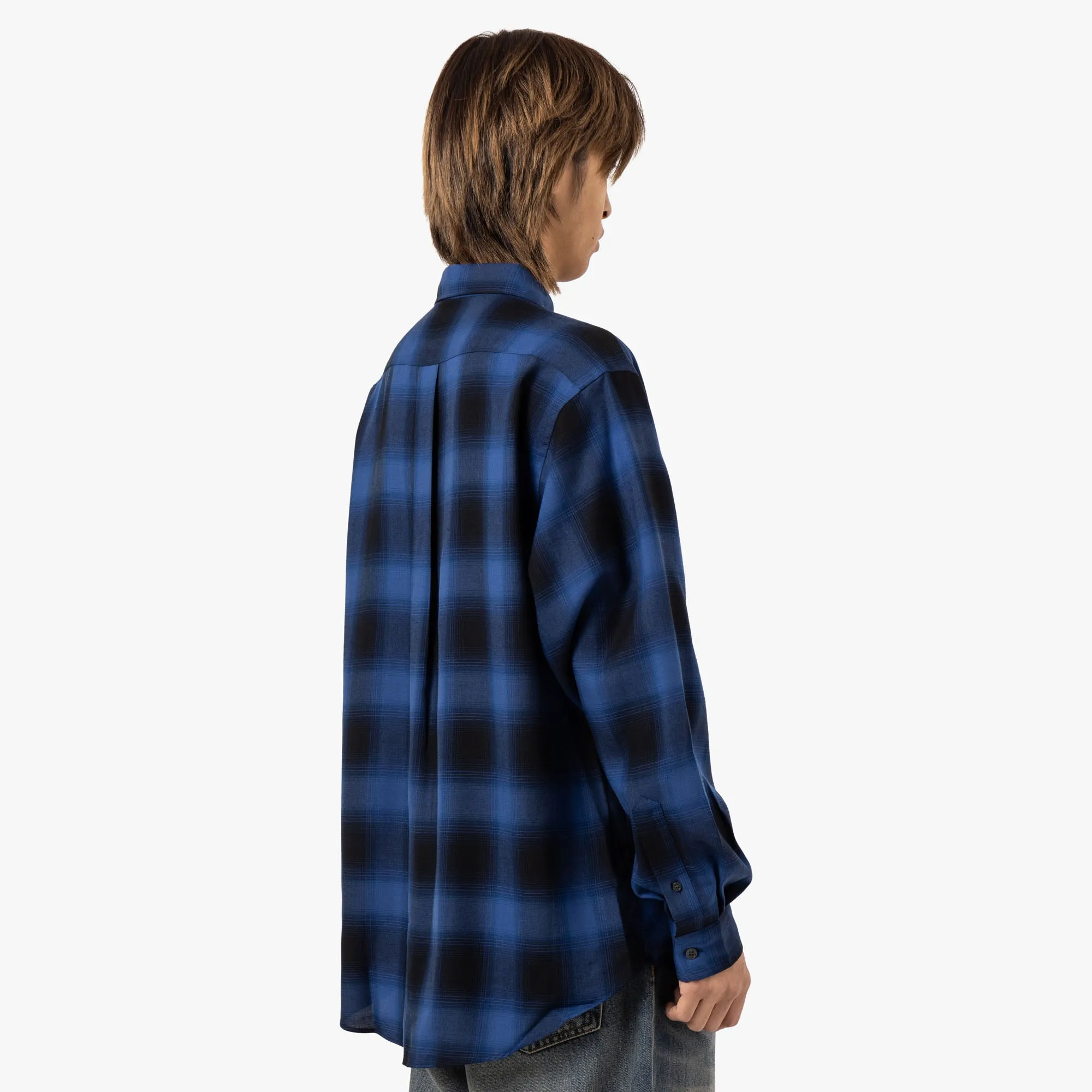 Saturdays NYC Ombre Check Work Shirt / Blue Multipurpose Utility Smooth Finish
