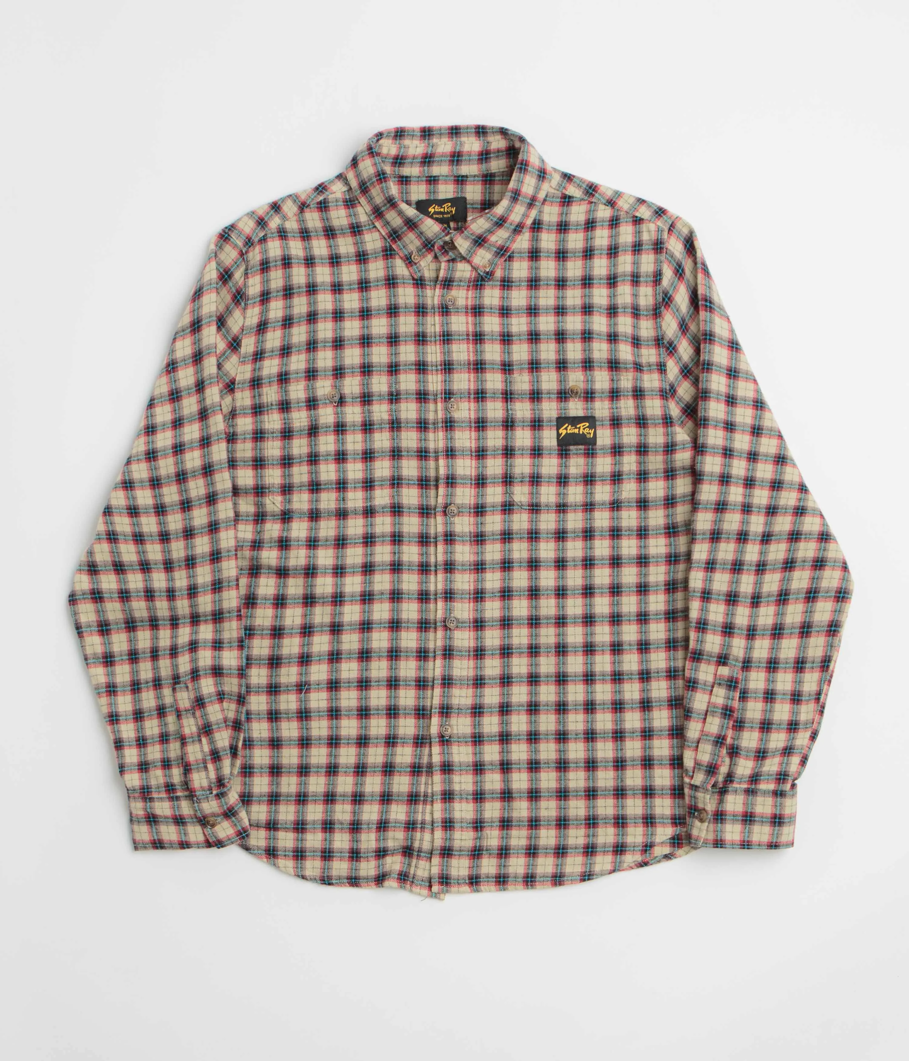 Stan Ray Flannel Shirt - Easy Natural Plaid Minimalist Closure