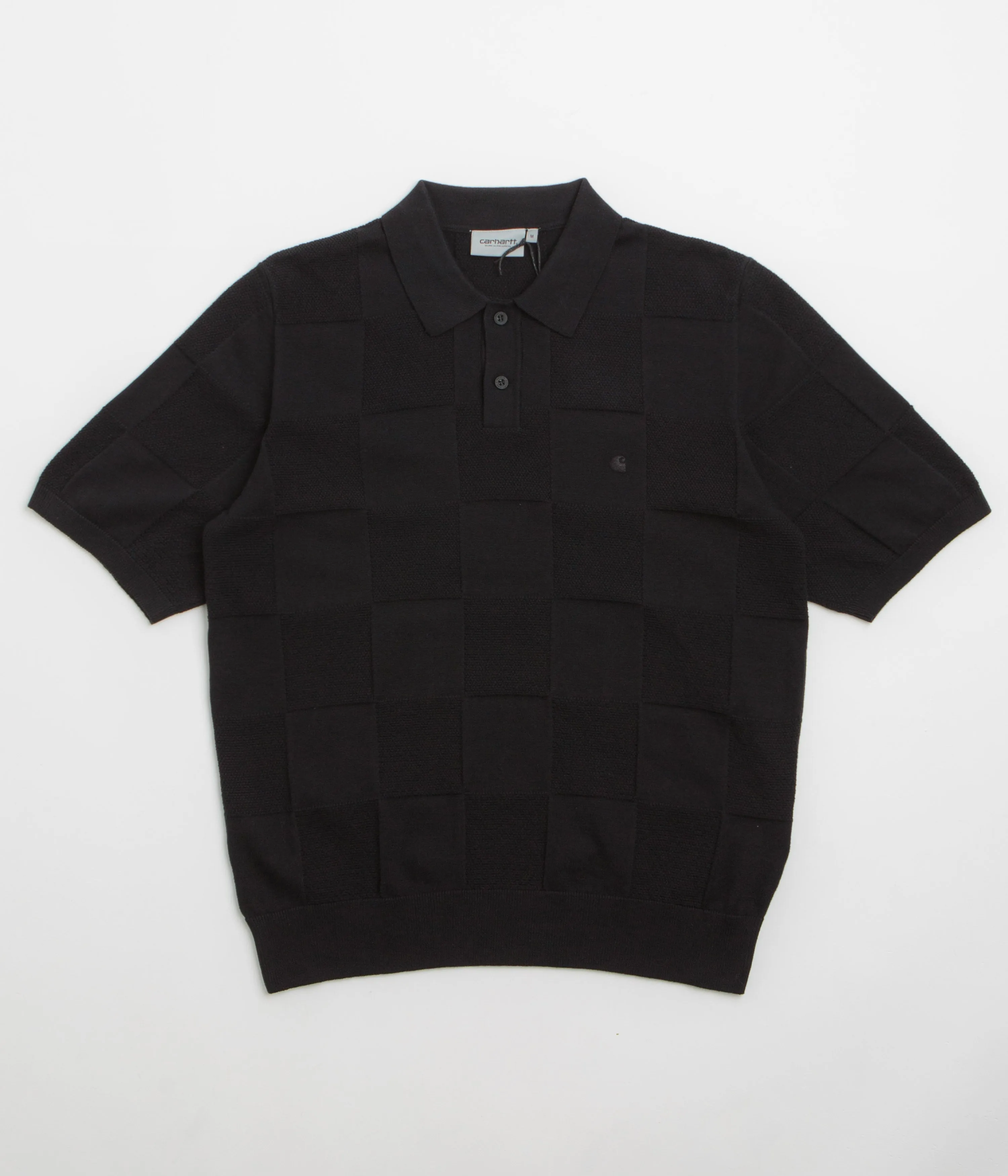 Matte Finish Carhartt Checker Polo Shirt - Black