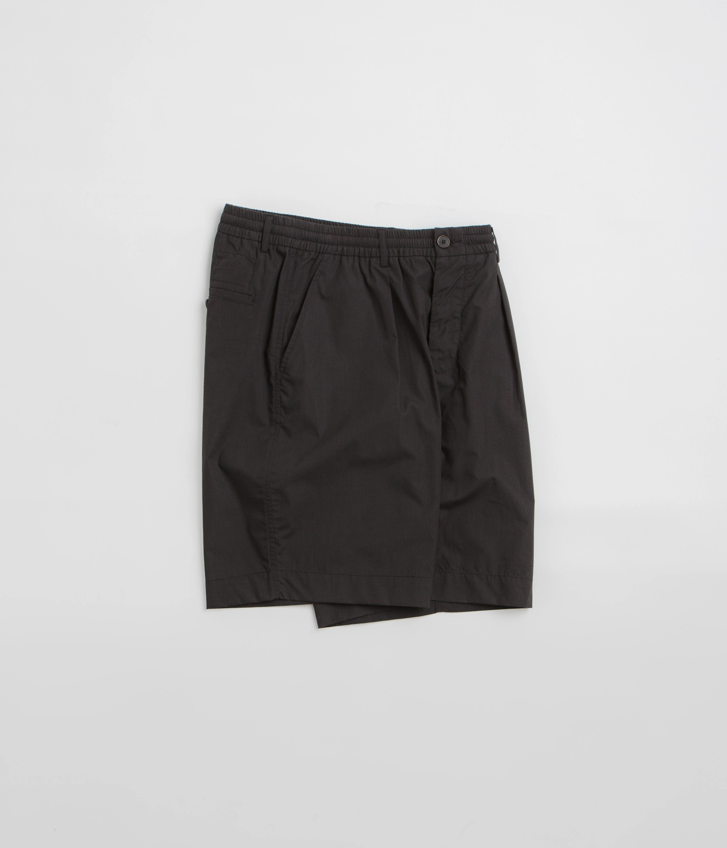 Universal Works Pleated Track Shorts - Black Hypoallergenic fabric Flatlock Seam Technology