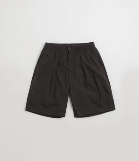 Universal Works Pleated Track Shorts - Black Wide Range Motion Extended Inseam Options