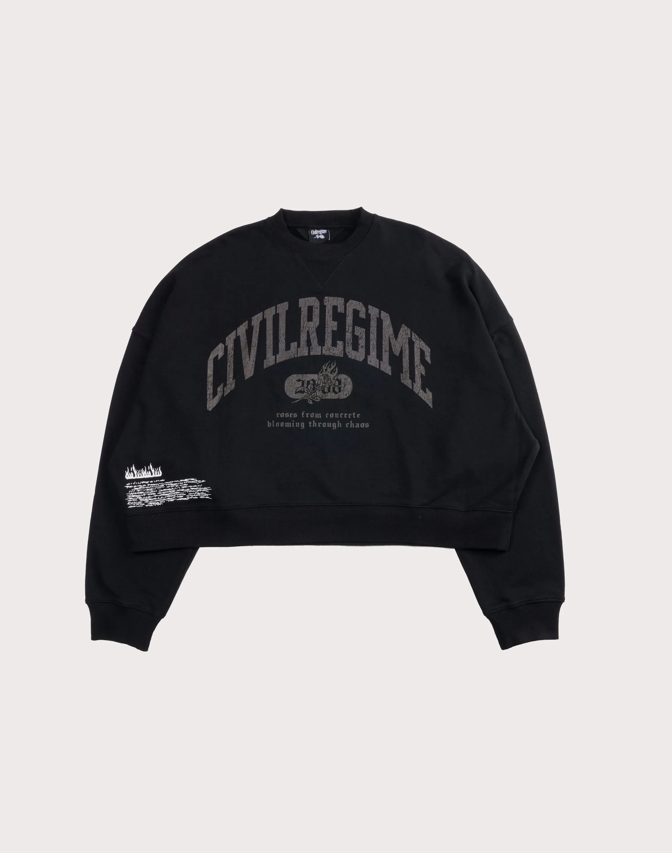 CIVIL CLOTHING Rose Year Cropped Crew LightweightMaterial NoSlip Hem