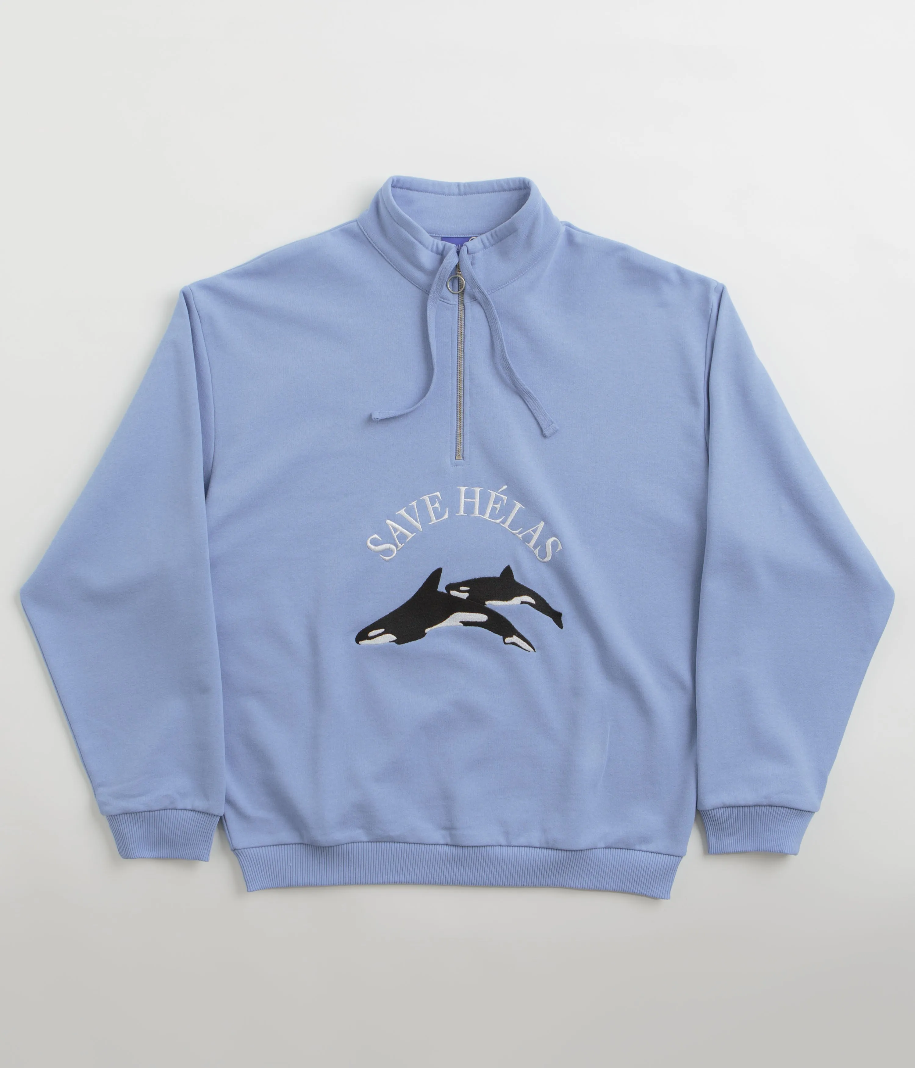 Office Appropriate Layer Essential Helas Save Helas Quarter Zip Sweatshirt - Grey Blue