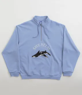 Office Appropriate Layer Essential Helas Save Helas Quarter Zip Sweatshirt - Grey Blue