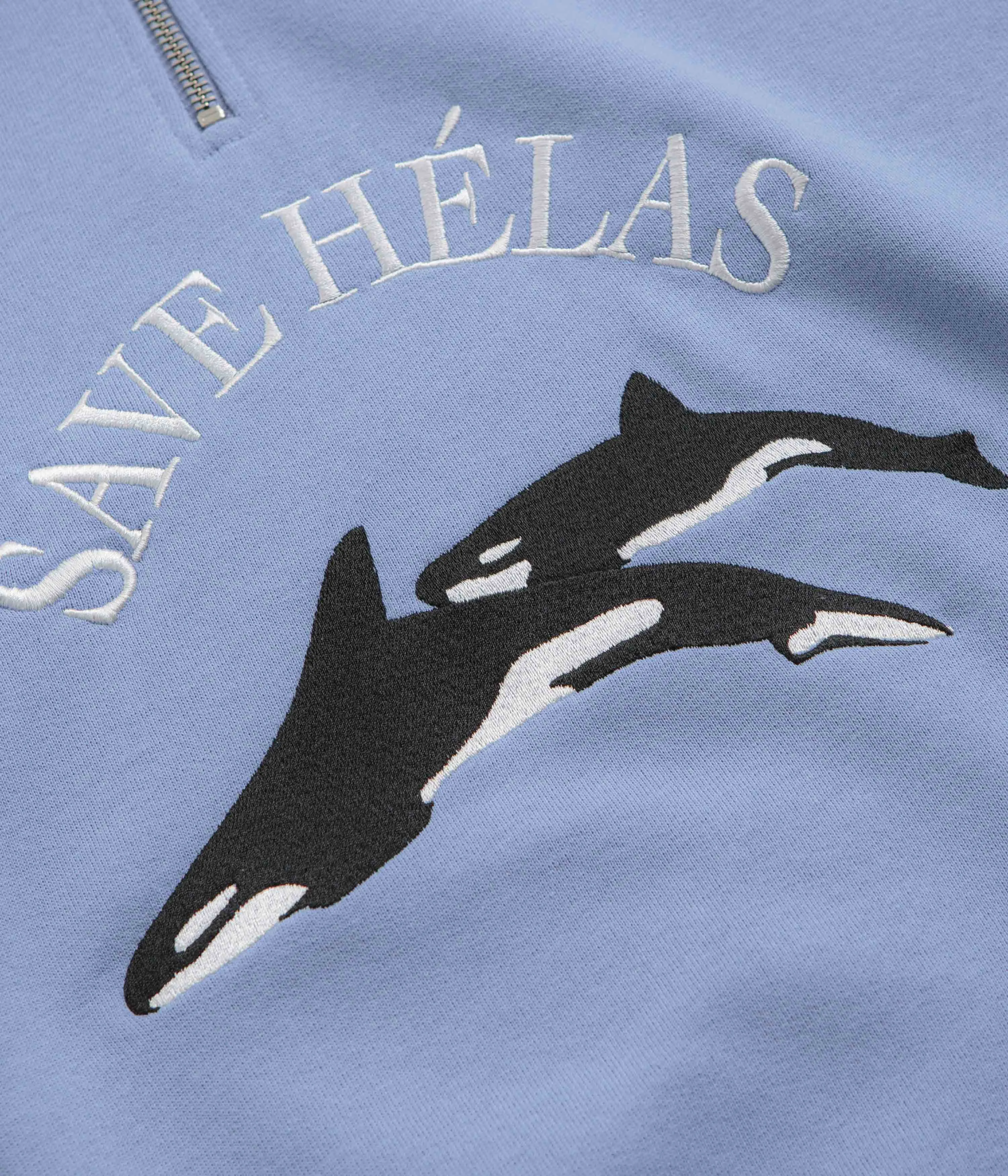product social responsibility Helas Save Helas Quarter Zip Sweatshirt - Grey Blue