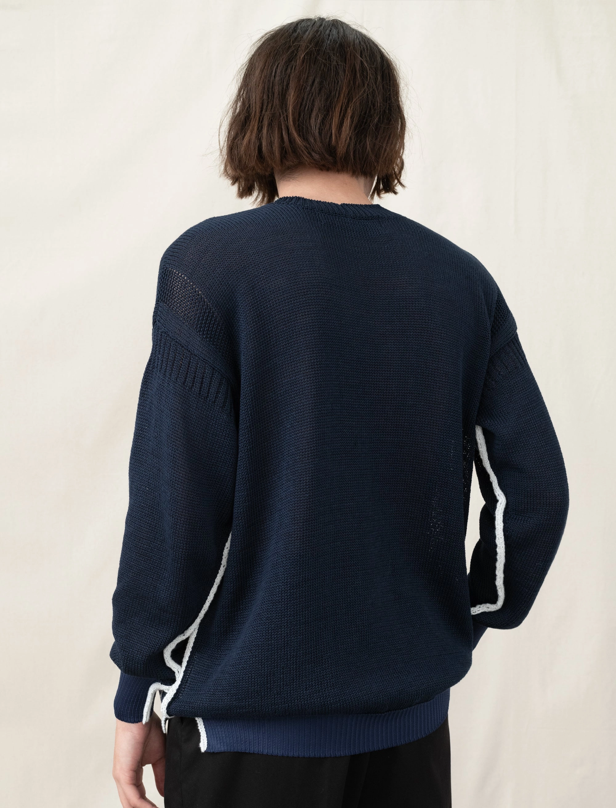 Comfortable fit Cotton/Poly Sweater (Navy)