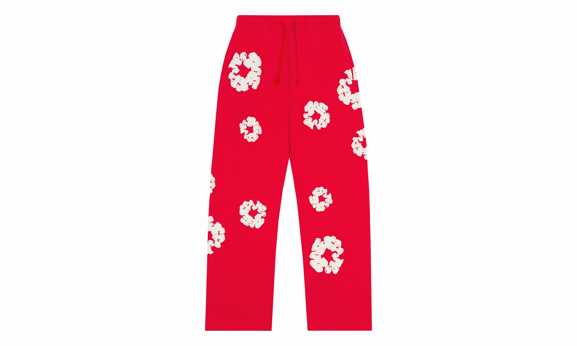 Cotton Wreath Baggy Sweatpants "Red"