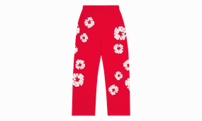 Cotton Wreath Baggy Sweatpants "Red"
