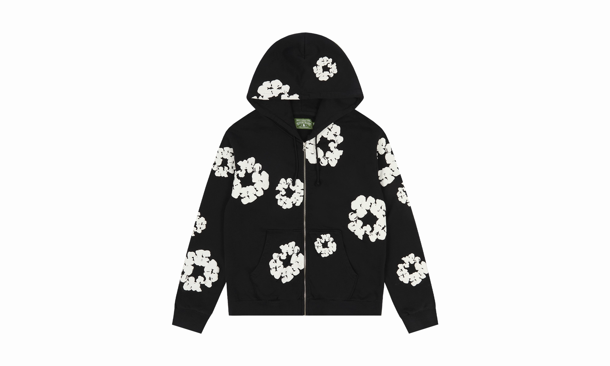 Cotton Wreath Zip Hoodie "Black"