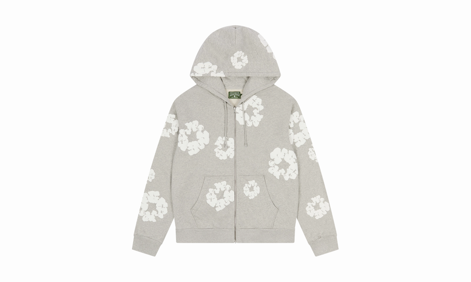 Cotton Wreath Zip Hoodie "Grey"