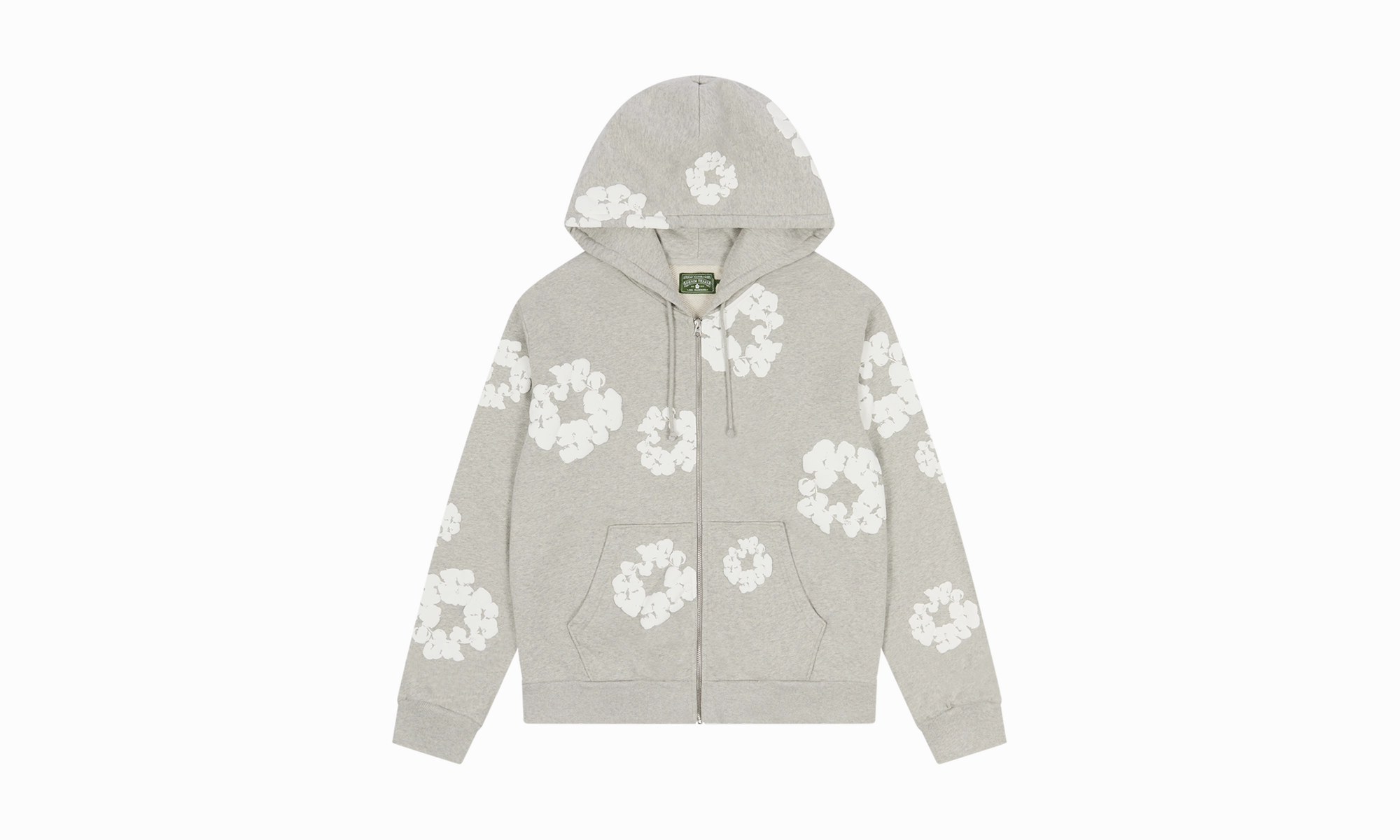 Cotton Wreath Zip Hoodie "Grey"