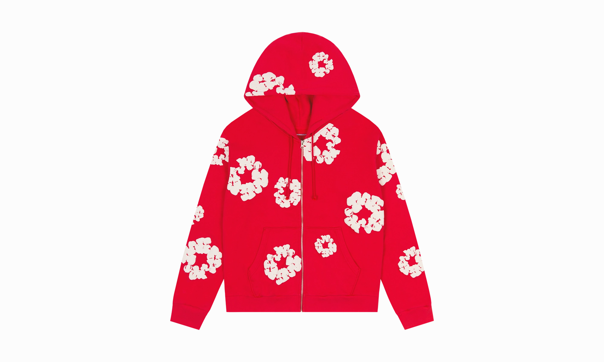 Cotton Wreath Zip Hoodie Red "Red"