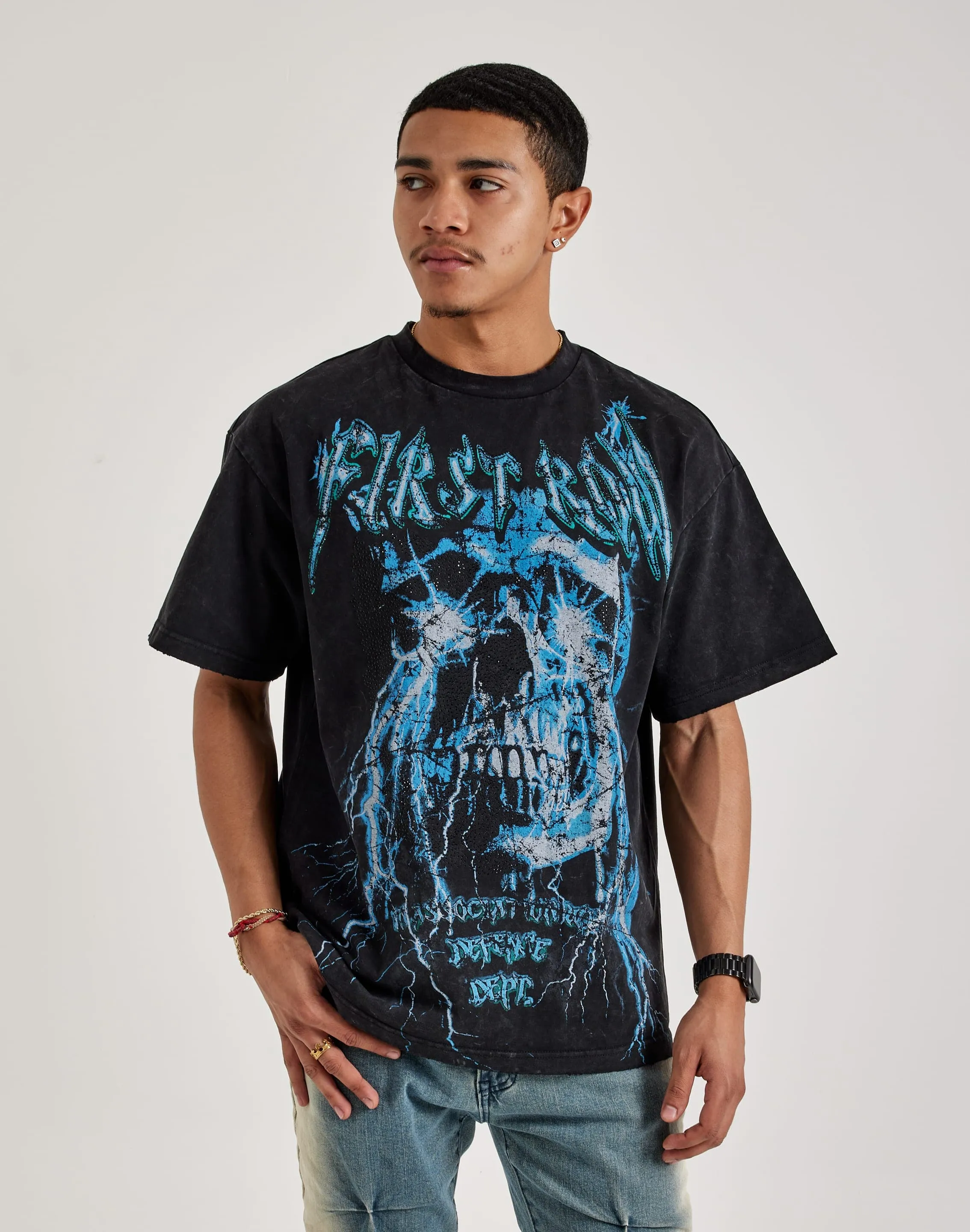 Design Edge FrictionResistant First Row Defense Department Rhinestone Tee