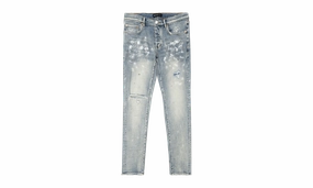 Slim Fit Jeans "LIGHT INDIGO PAINT BLOWOUT" Night Out Everyday Holiday Vibes