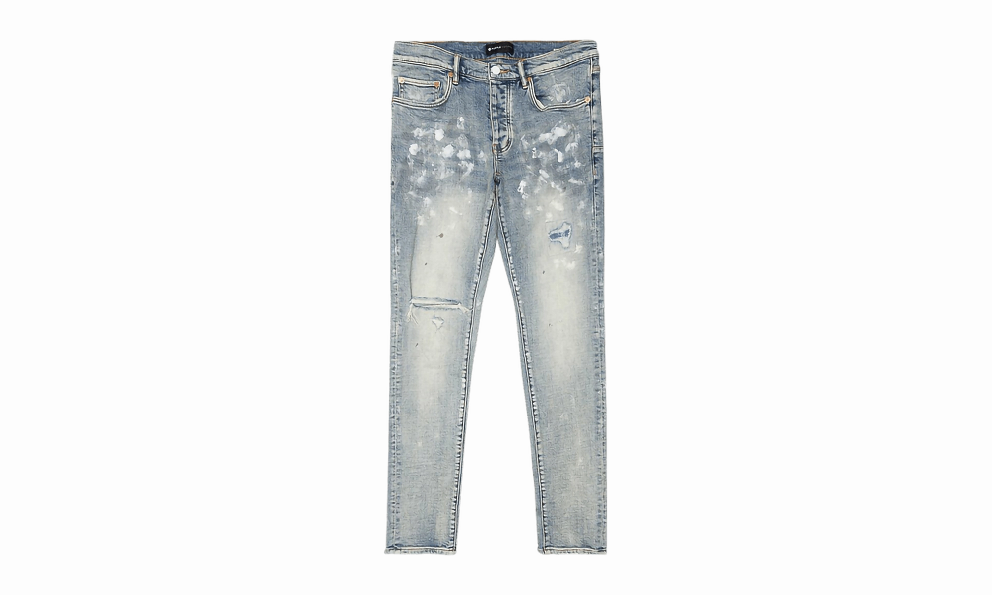 Slim Fit Jeans "LIGHT INDIGO PAINT BLOWOUT" Outdoor Adventure Earthy Textured Bold