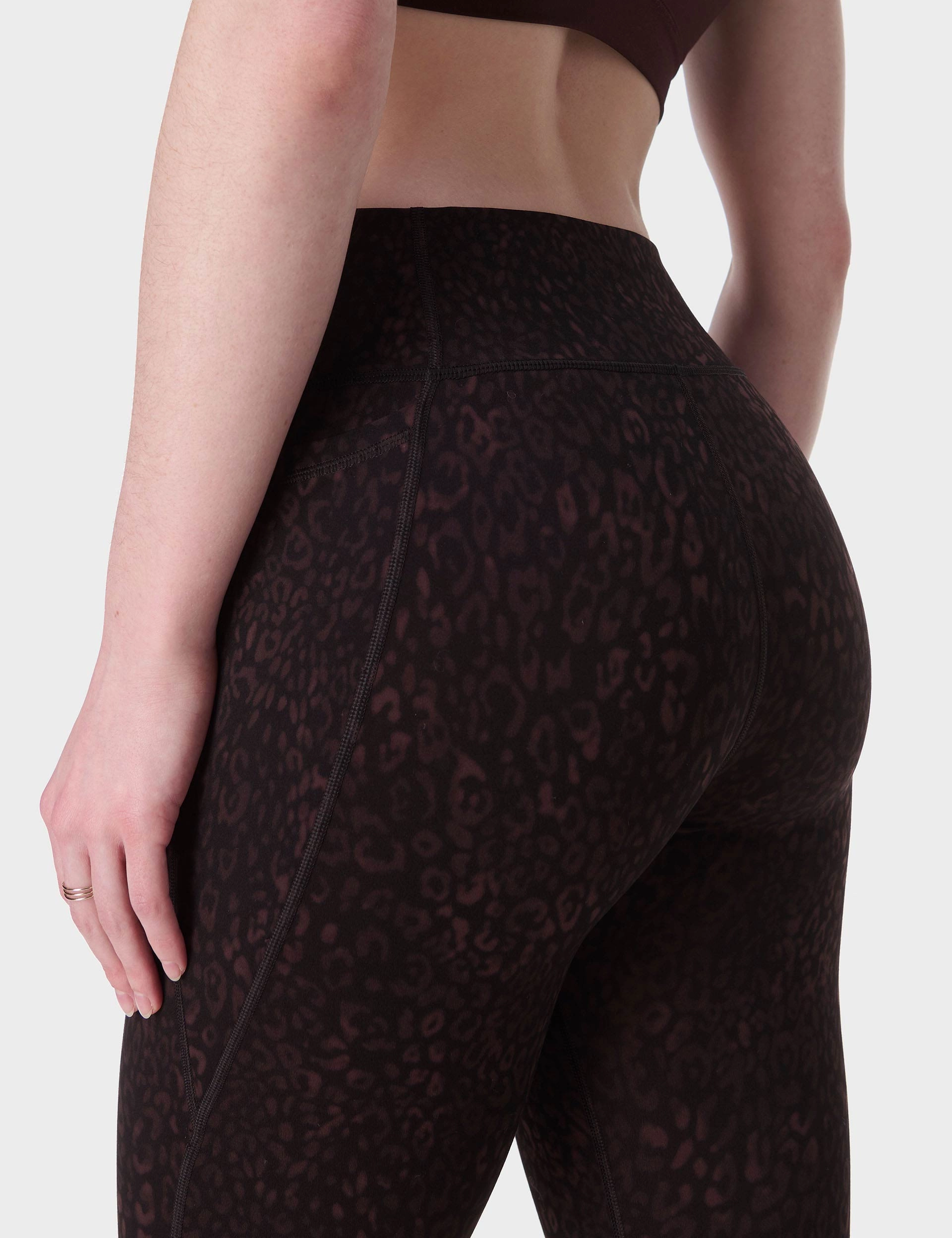 Flexible Waistband Ultimate Studio 7/8 Leggings - Brown Panther Print