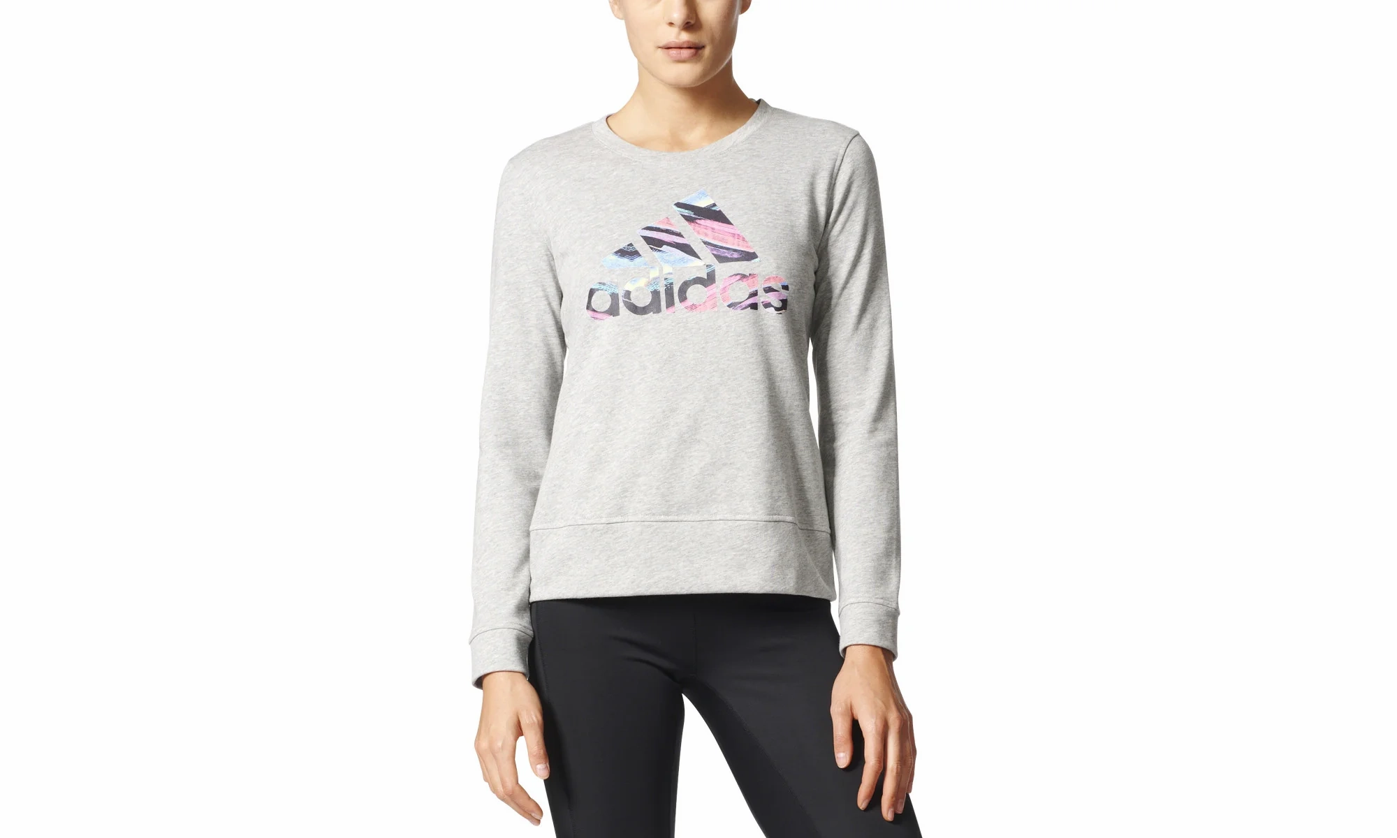 Crew Logo Longsleeve Sweatshirt "Grey / Multicolor" ElasticFree Cuffs Italian Flair