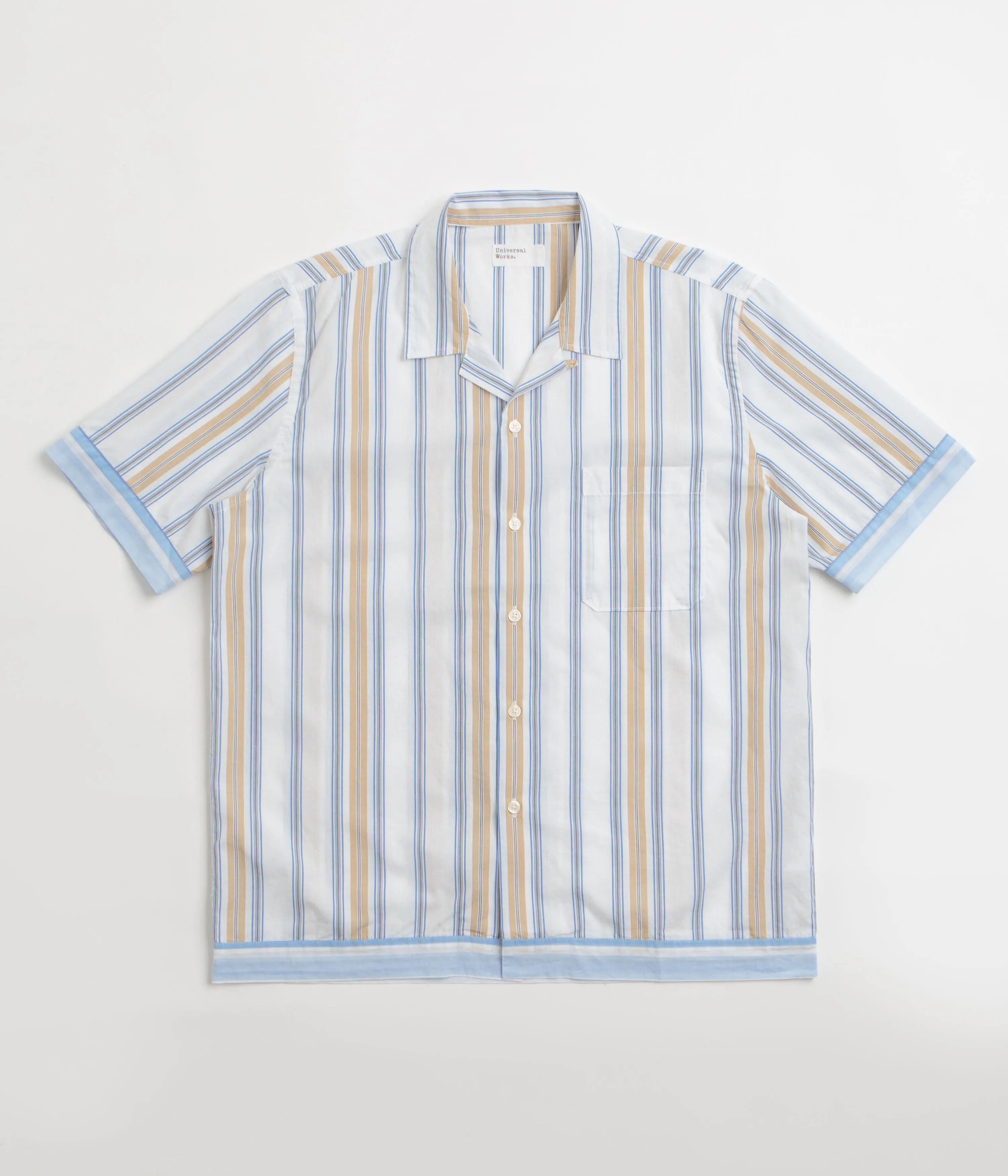 Universal Works Dean Road Shirt - Blue / Sand Moisture Wicking Material