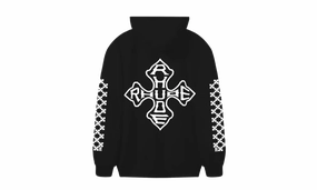 Cross Logo Zip Up Hoodie Vintage "BLACK"