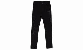 Easy Routine Textured Versatile Shopping Day CROSS PATCHES SKINNY JEANS "Black"