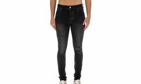 Crystal Embellished Logo Jeans "Faded Black" Streetwear Fan Earthy High Quality Essential Wear