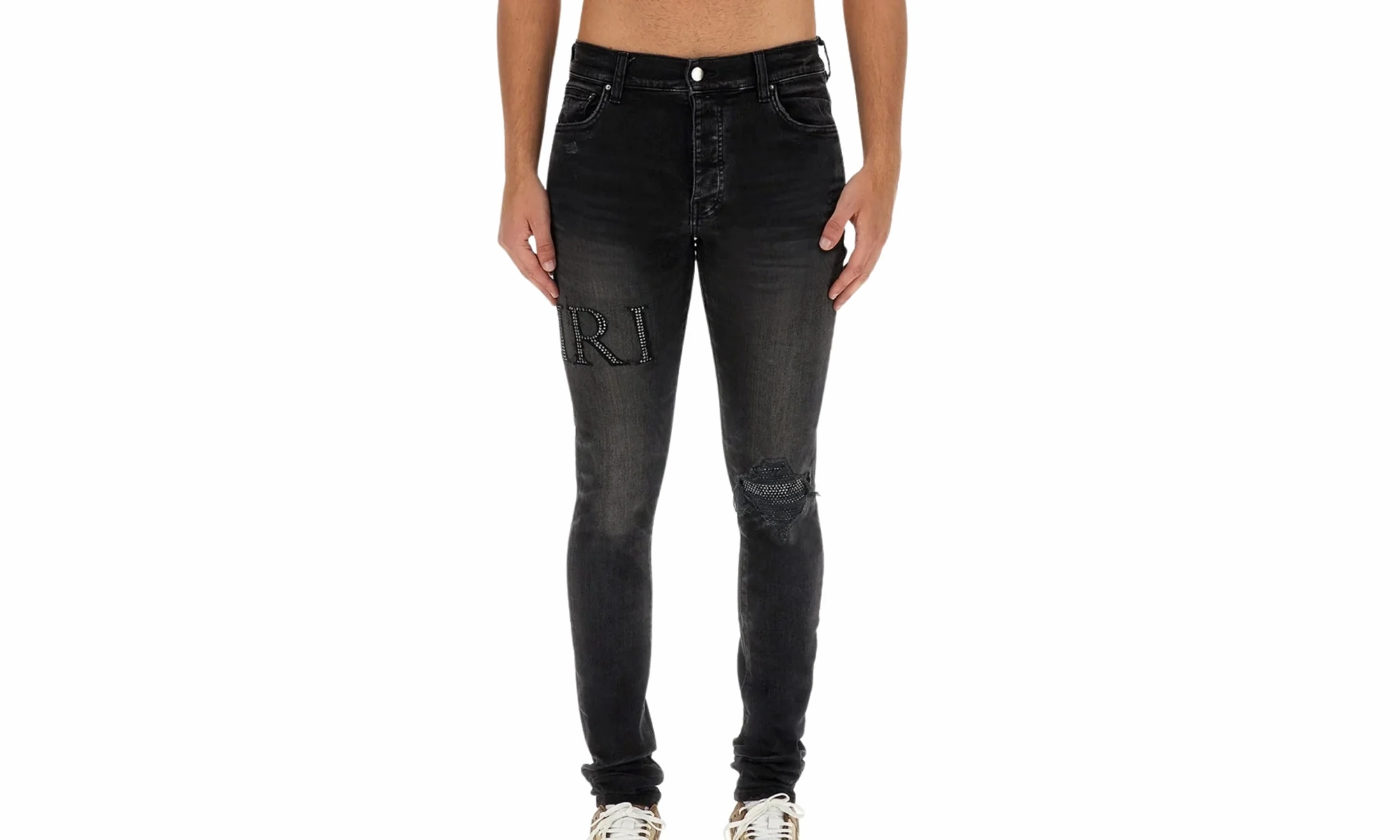 Crystal Embellished Logo Jeans "Faded Black" Everyday Piece Lifestyle Outfit